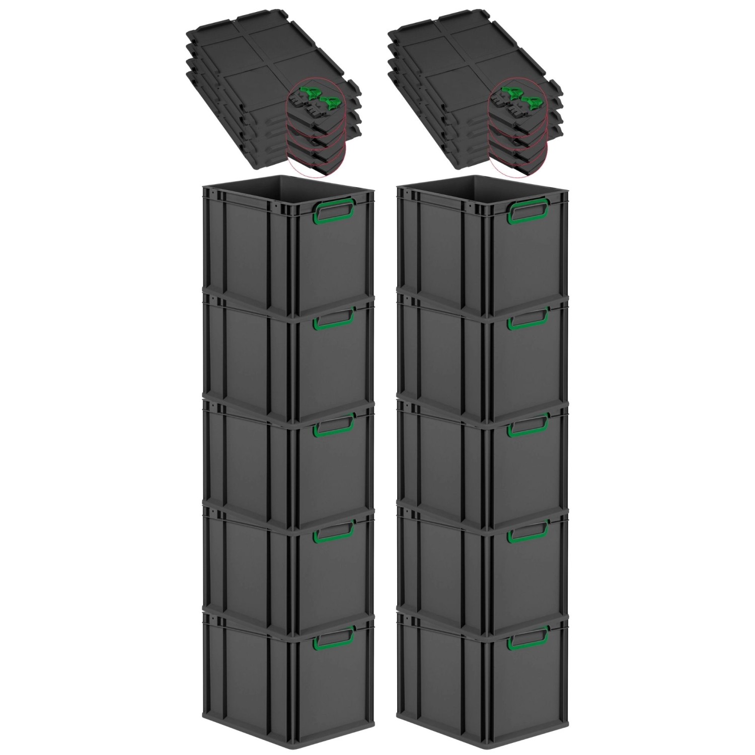 PROREGAL SuperSparSet 10x Eurobox Nextgen Color Mit Scharnierdeckel HxBxT 3 günstig online kaufen