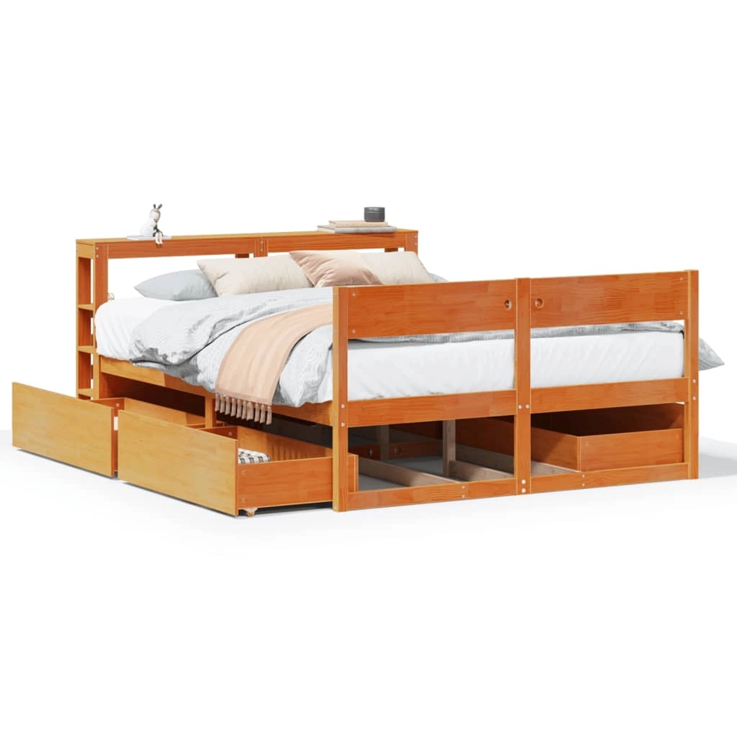 vidaXL Massivholzbett ohne Matratze Wachsbraun 140x200 cm Kiefernholz 33063 günstig online kaufen
