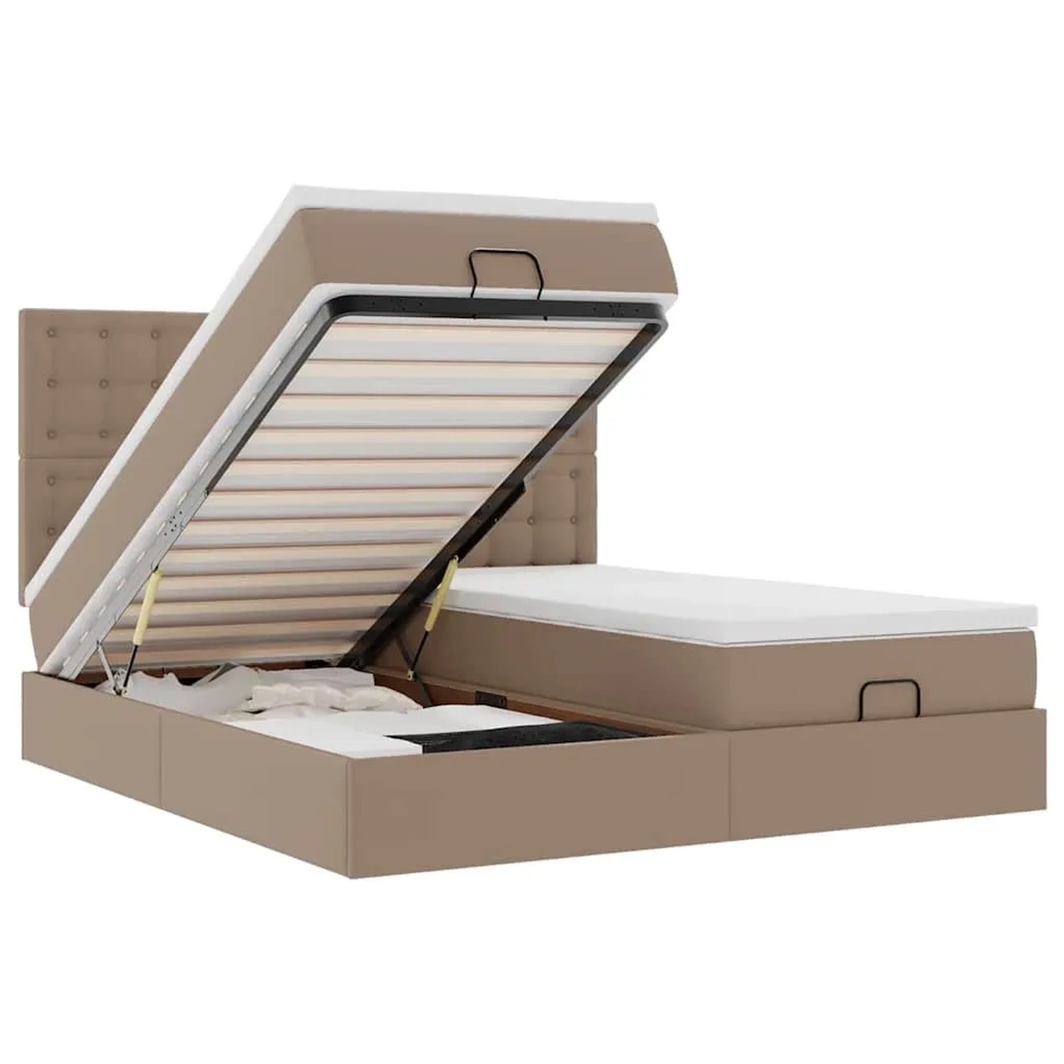 vidaXL Ottoman-Bett mit Matratzen & LEDs Cappuccino-Braun 180x200cm 3314507