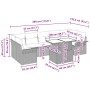 vidaXL Gartenmöbel-Set, 8-teilig, schwarz, Poly Rattan, mit Maßen der Einzelteile.