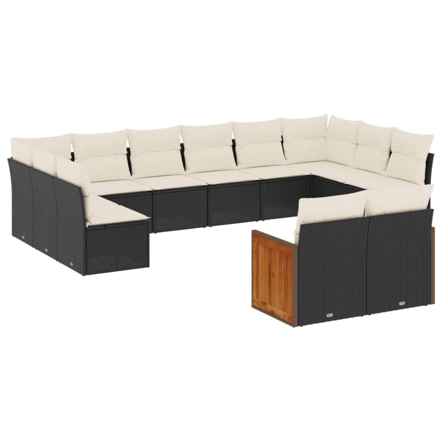 vidaXL 12-Tlg Garten-Sofagarnitur mit Kissen Schwarz Poly Rattan 3228121 günstig online kaufen