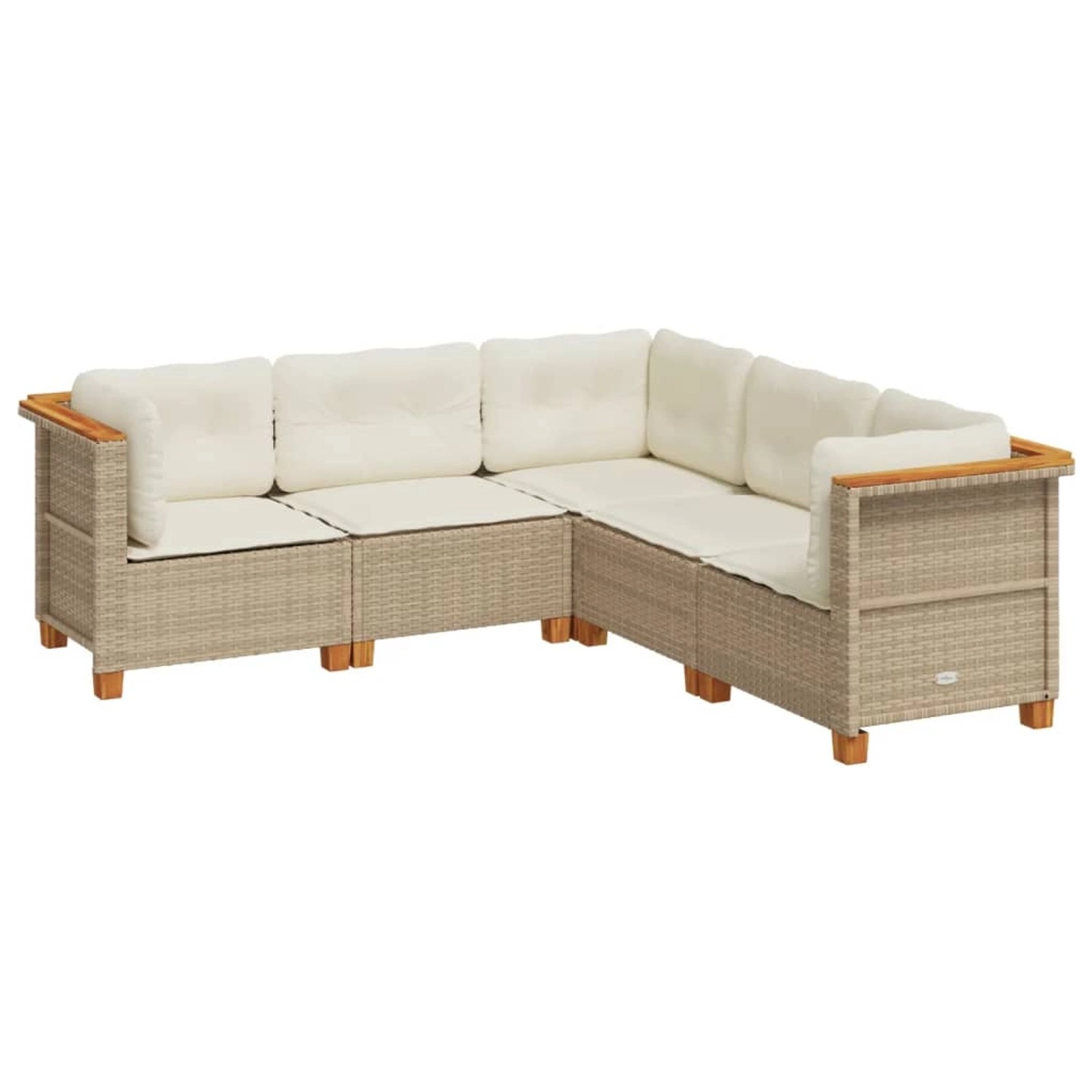 vidaXL 5-Tlg Garten-Sofagarnitur mit Kissen Beige Poly Rattan 3261823 günstig online kaufen