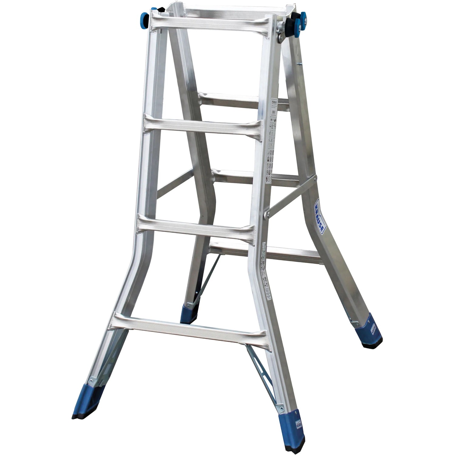 Krause Gelenk-Teleskopleiter Stabilo, 4x4 Sprossen, als Stehleiter aufgebaut.