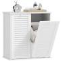 HOMCOM Wäscheschrank, weiß, mit 2 Wäschekörben. Badregal mit Lamellentüren für Bad & Waschraum.
