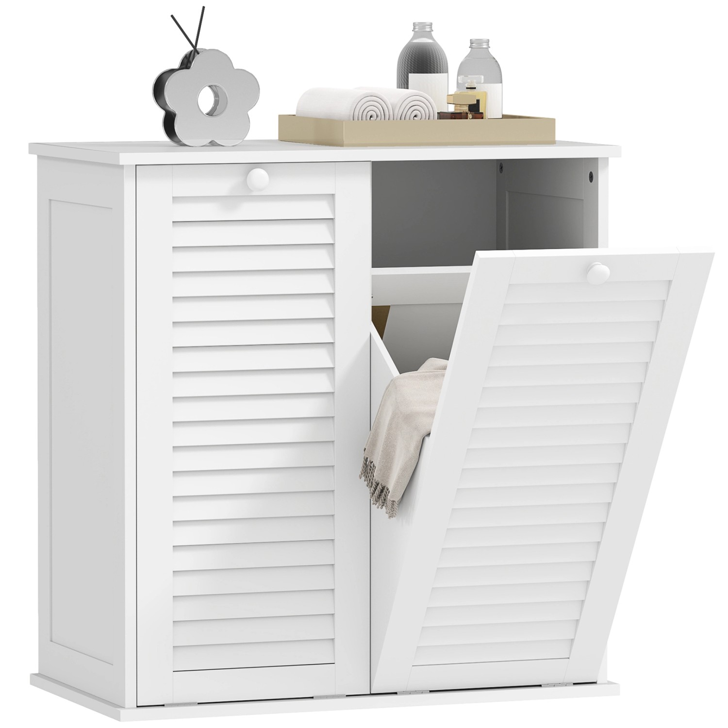 HOMCOM Wäscheschrank mit 2 Wäschekörben MDF Weiß 70L x 38B x 73H cm günstig online kaufen