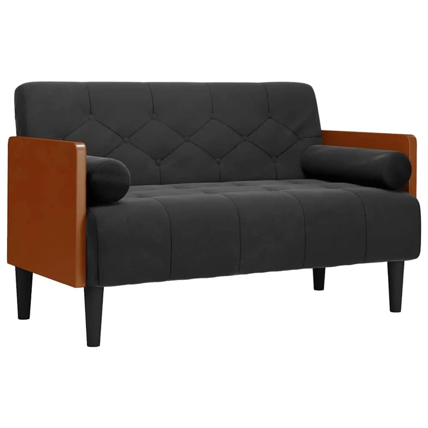 vidaXL Zweisitzer-Sofa mit Nackenrollen Schwarz 110 cm Samt 4100603 günstig online kaufen