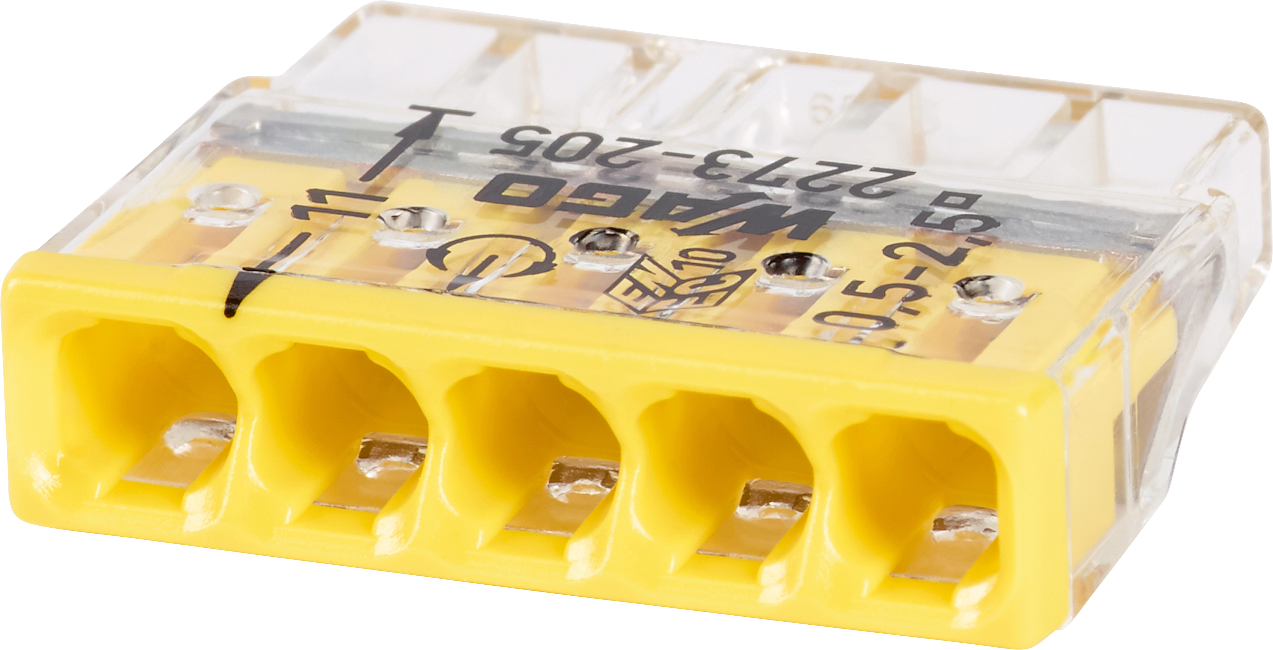 Wago Verbindungsdosenklemme 5-polig Ø 0,5 mm - 2,5 mm Transparent-Gelb  kaufen bei OBI