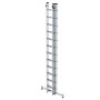 Dreiteilige PROREGAL Sprossen-Schiebeleiter aus Aluminium mit Traverse, 3 x 12 Sprossen.