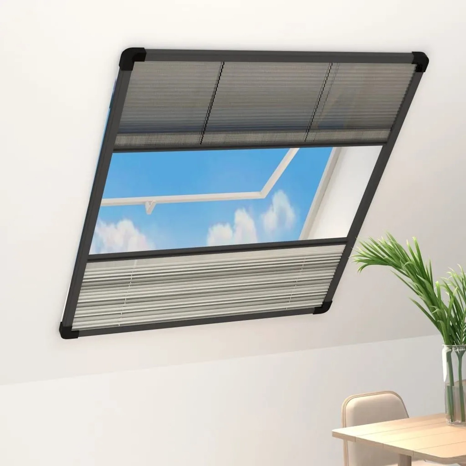 vidaXL Insektenschutz-Plissee für Fenster Alu 80x100 cm mit Jalousie 148683_2