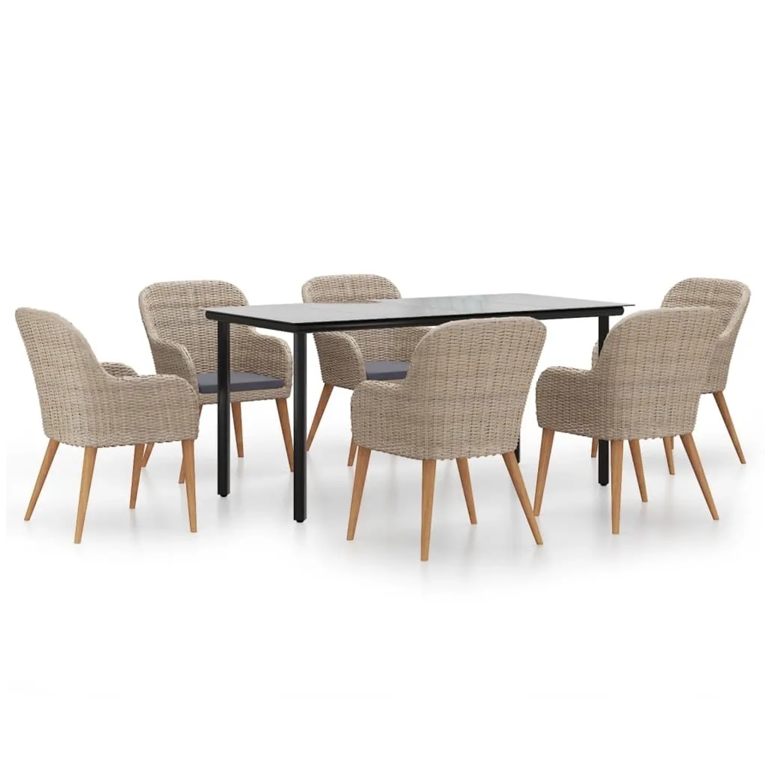 vidaXL 7-Tlg Garten-Essgruppe mit Kissen Braun 3156723