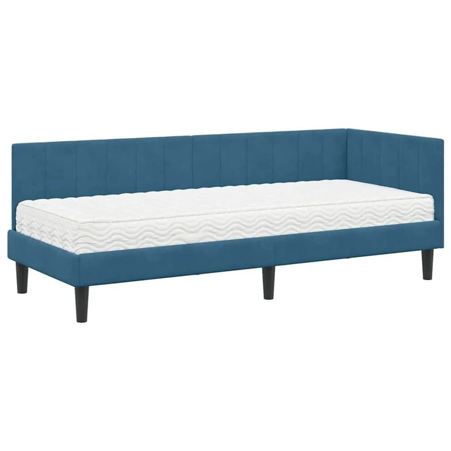 vidaXL Eckbettgestell mit Matratze mit Kopfteil Blau 80 x 200 cm Samt 33938 günstig online kaufen