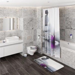 Badezimmer mit Sanilo Seifenspender Energy Stones und passender Badgarnitur im Stein Design.