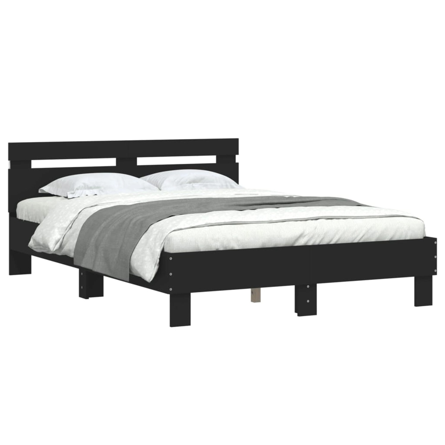 vidaXL Bettgestell mit Kopfteil LED-Beleuchtung Schwarz 120x190 cm 3207575 günstig online kaufen