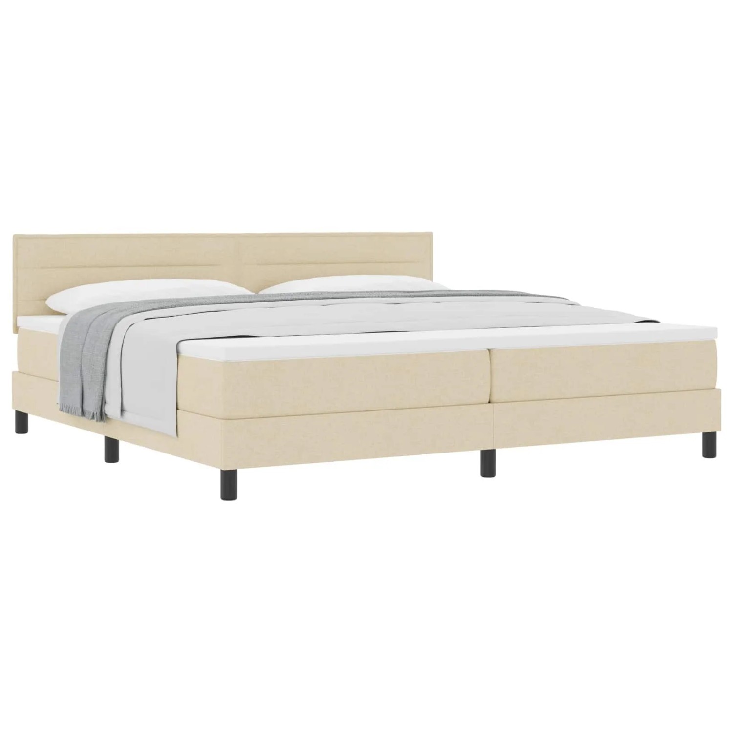 vidaXL Boxspringbett mit Matratze Creme 200 x 200 cm Stoff 3338641