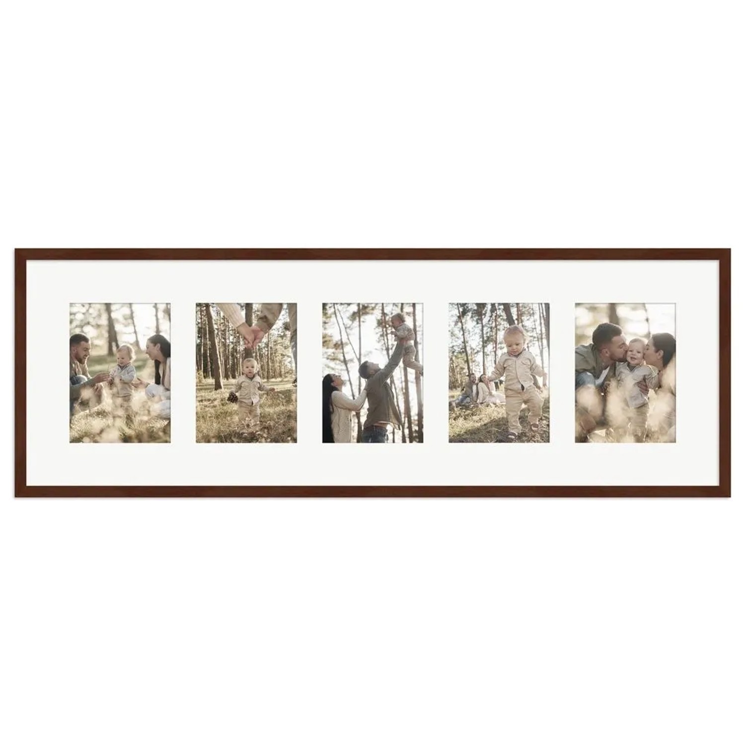 WANDStyle Galerierahmen G950 in Nussbaum-Optik 30 x 90 cm für 5 Bilder im Format 13 x 18 cm