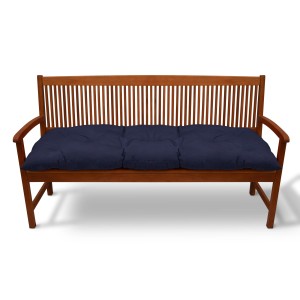 Beautissu Flair BK Bankpolster, 150x50cm, dunkelblau, auf Gartenbank. Bequeme Sitzauflage für Gartenmöbel.