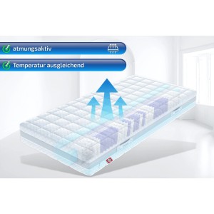 Matratzen Perfekt Taschenfederkernmatratze Hamburg Deluxe 120 x 200 cm H2 9 Zonen 23 cm Höhe Klimaband