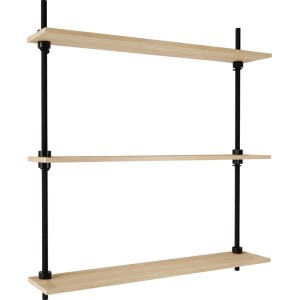 AR Shelving Wandregal AR Deco, 92,5x85x17,5 cm, Nebraska Holzdekor, mit schwarzen Stahlrohren.