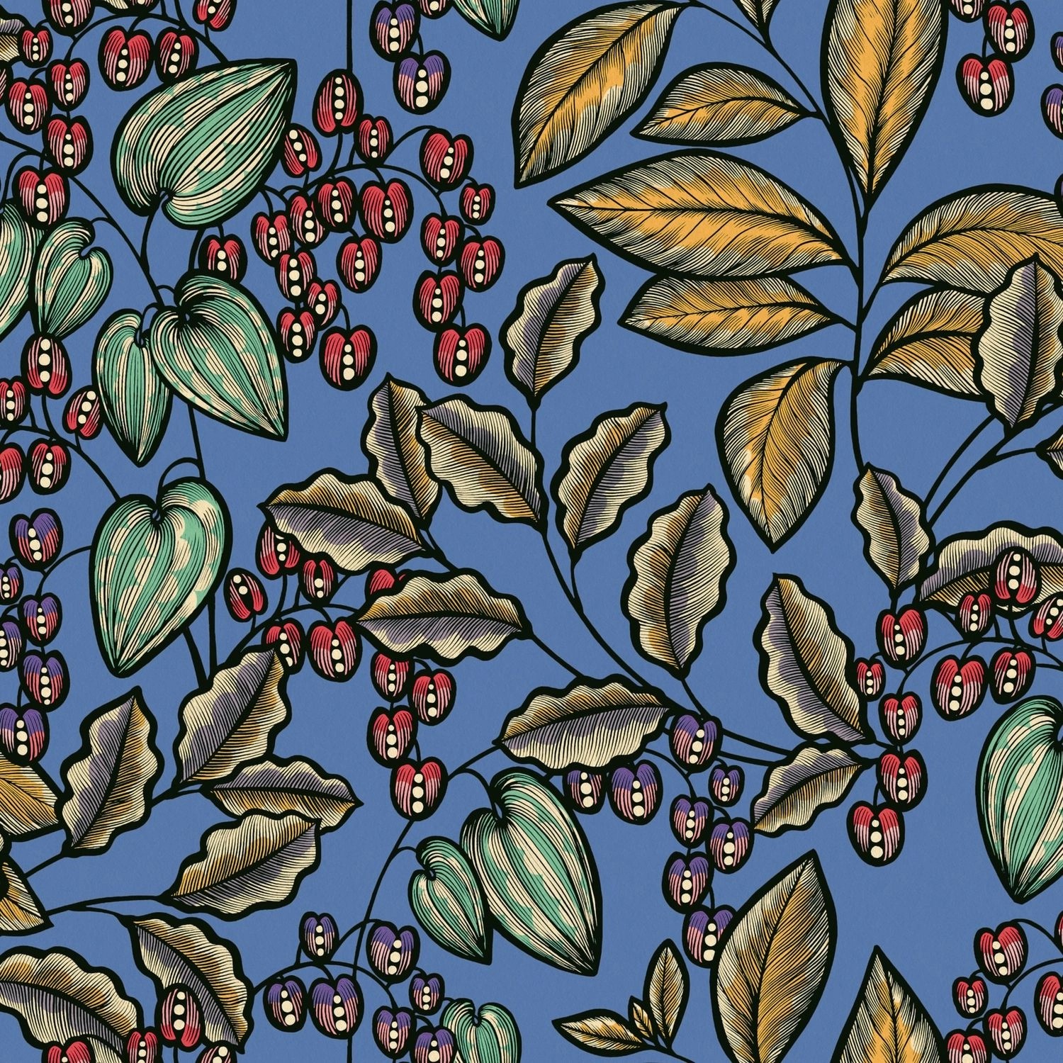 PROFHOME 377541-GU Blumen Tapete Floral Matt Blau Gelb Rot 0,53 m x 10,05 m günstig online kaufen