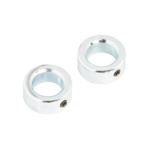 Zwei silberne Stellringe Ø 32 mm für Rollen und Räder mit Madenschraube.