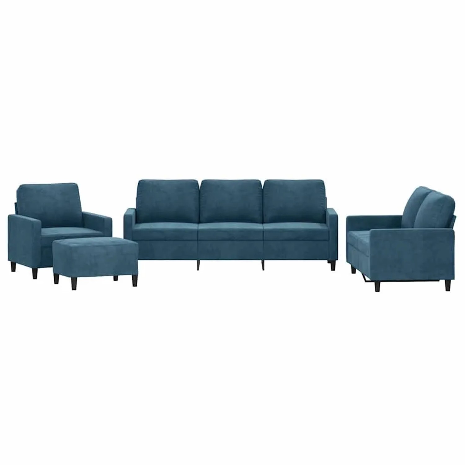 vidaXL 4 Tlg Sofagarnitur mit Kissen Blau Samt 3201495
