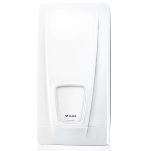 Weißer Clage Durchlauferhitzer DBX 21 Next 21 kW für die Warmwasserbereitung.