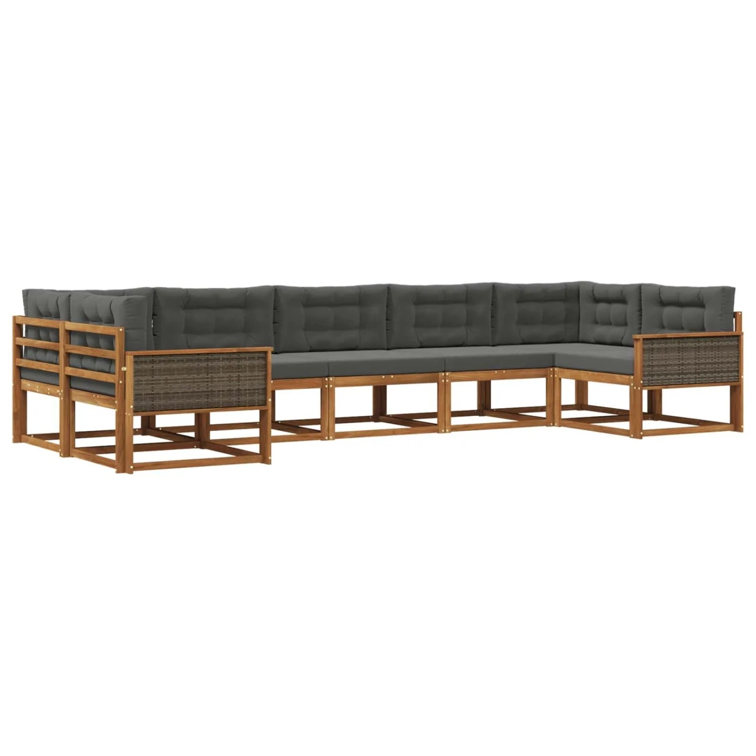 vidaXL Outdoor-Sofagarnitur mit Kissen 7 Stk Natur und Anthrazit 3382860
