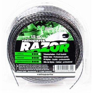 Ratioparts Razor Nylonfaden, 2mm x 15m, 5-Kant, für Rasentrimmer & Sensen.