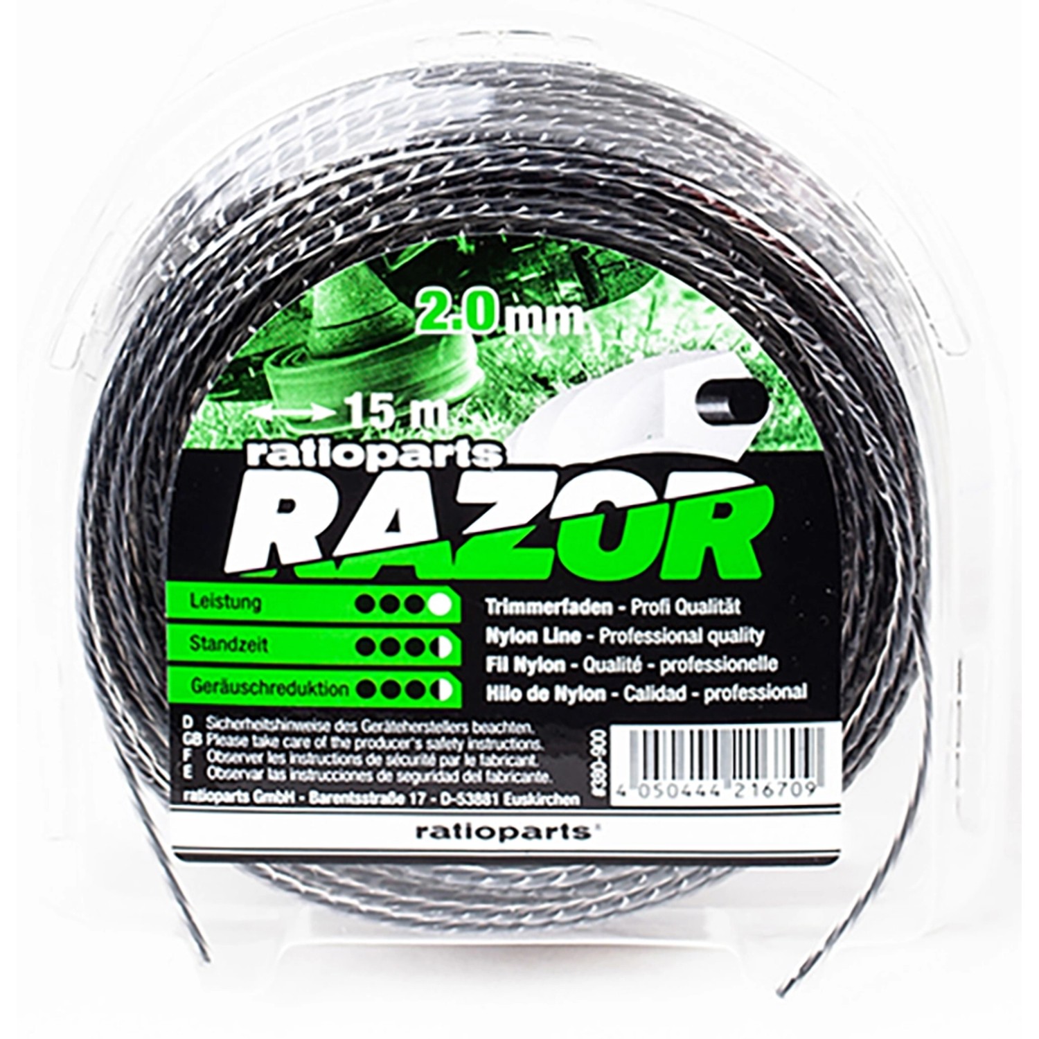 Ratioparts-Ersatzteile Razor Nylonfaden 5-Kant Ø 2 mm x 15 m