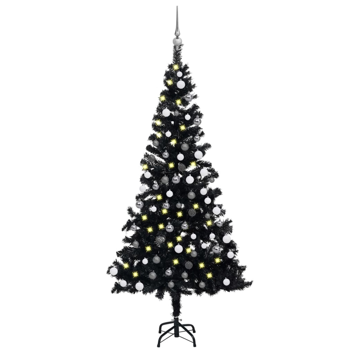 Thumbnail - vidaXL Künstlicher Weihnachtsbaum mit LEDs & Kugeln Schwarz 150 cm PVC Modell 3