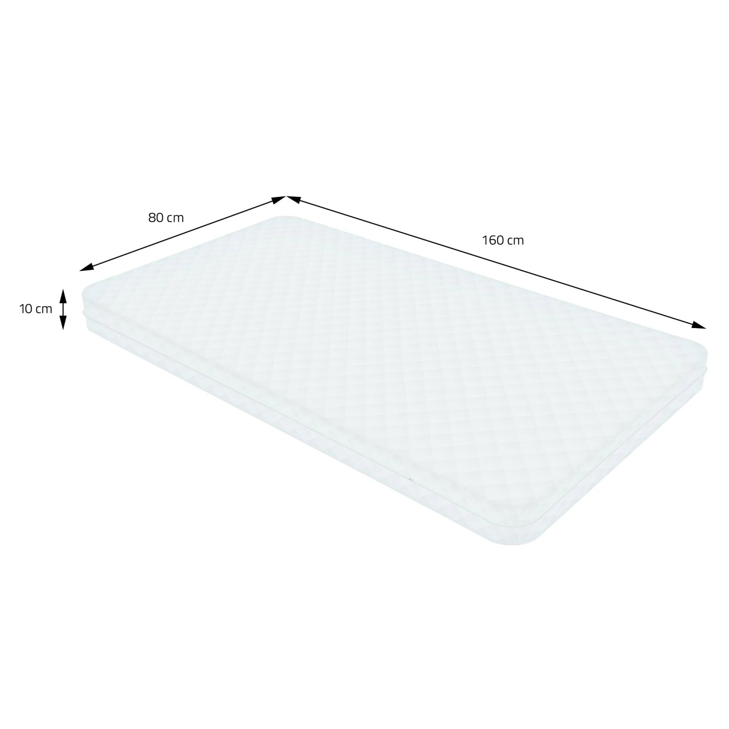 Weiße ML-Design Kindermatratze (80x160x10 cm) für Baby und Junior. Schadstoffgeprüft und atmungsaktiv.