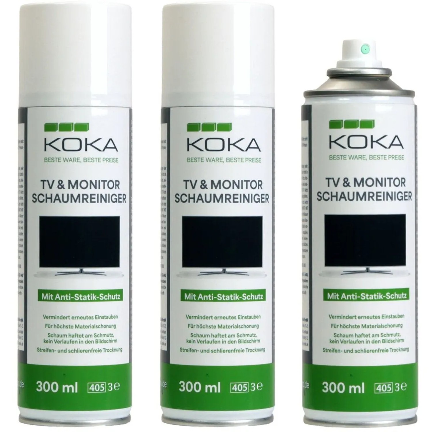 KOKA 3x TV & Monitor Schaumreiniger je 300ml