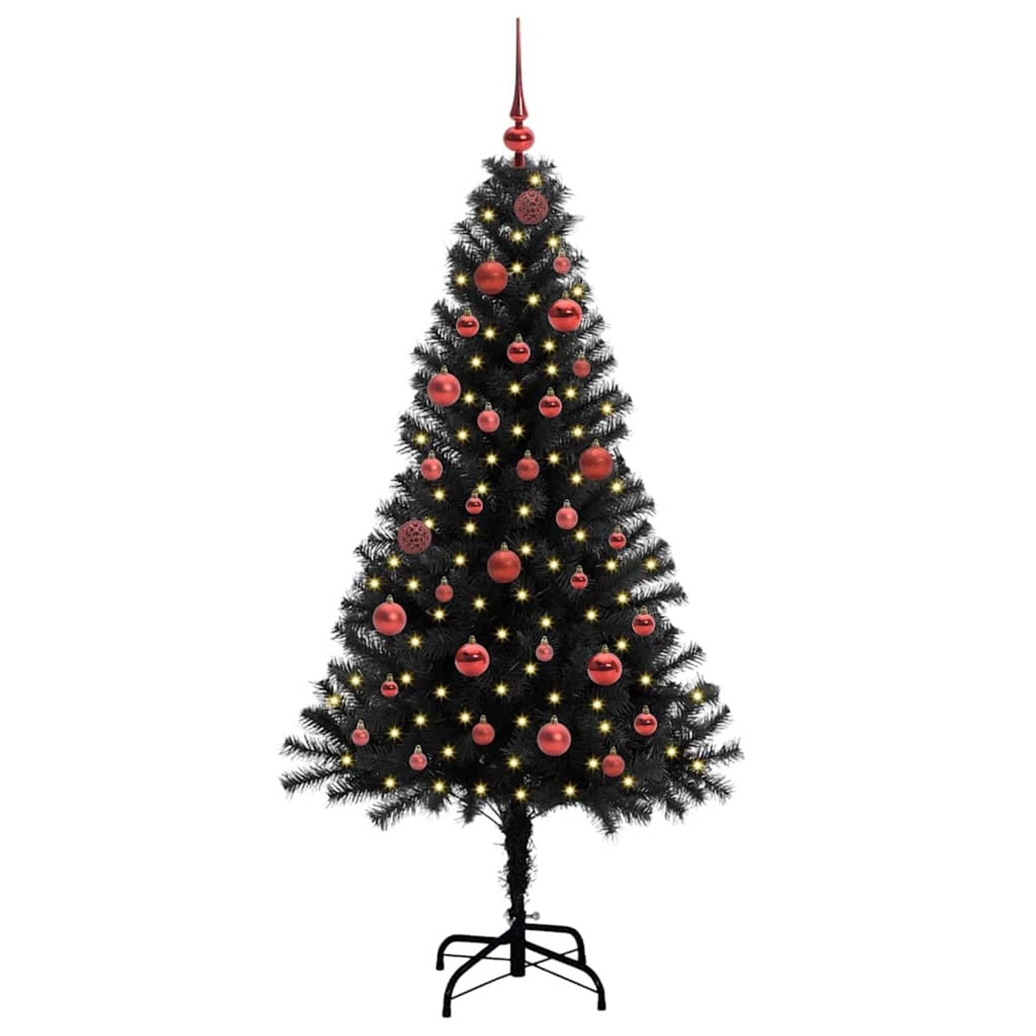 vidaXL Weihnachtsbaum mit 150 LEDs mit Ständer Schwarz 150 cm PVC 3396465