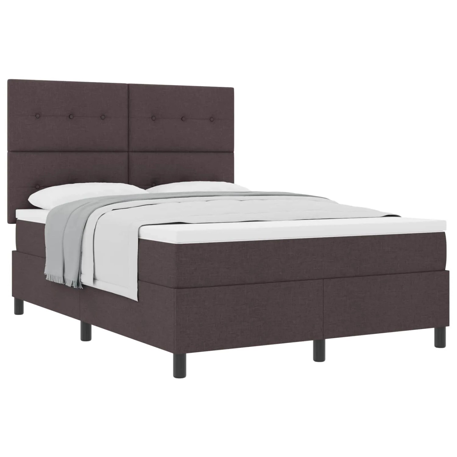 vidaXL Boxspringbett mit Matratze Dunkelbraun 140 x 190 cm Stoff 3339388