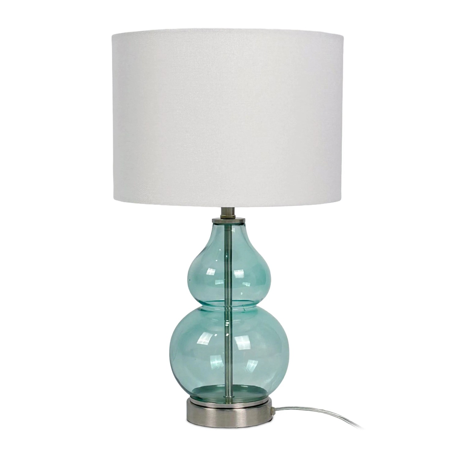 Relaxdays Tischlampe Glas Stoff Weiß Blau 44 cm x 26 cm 0,98 kg