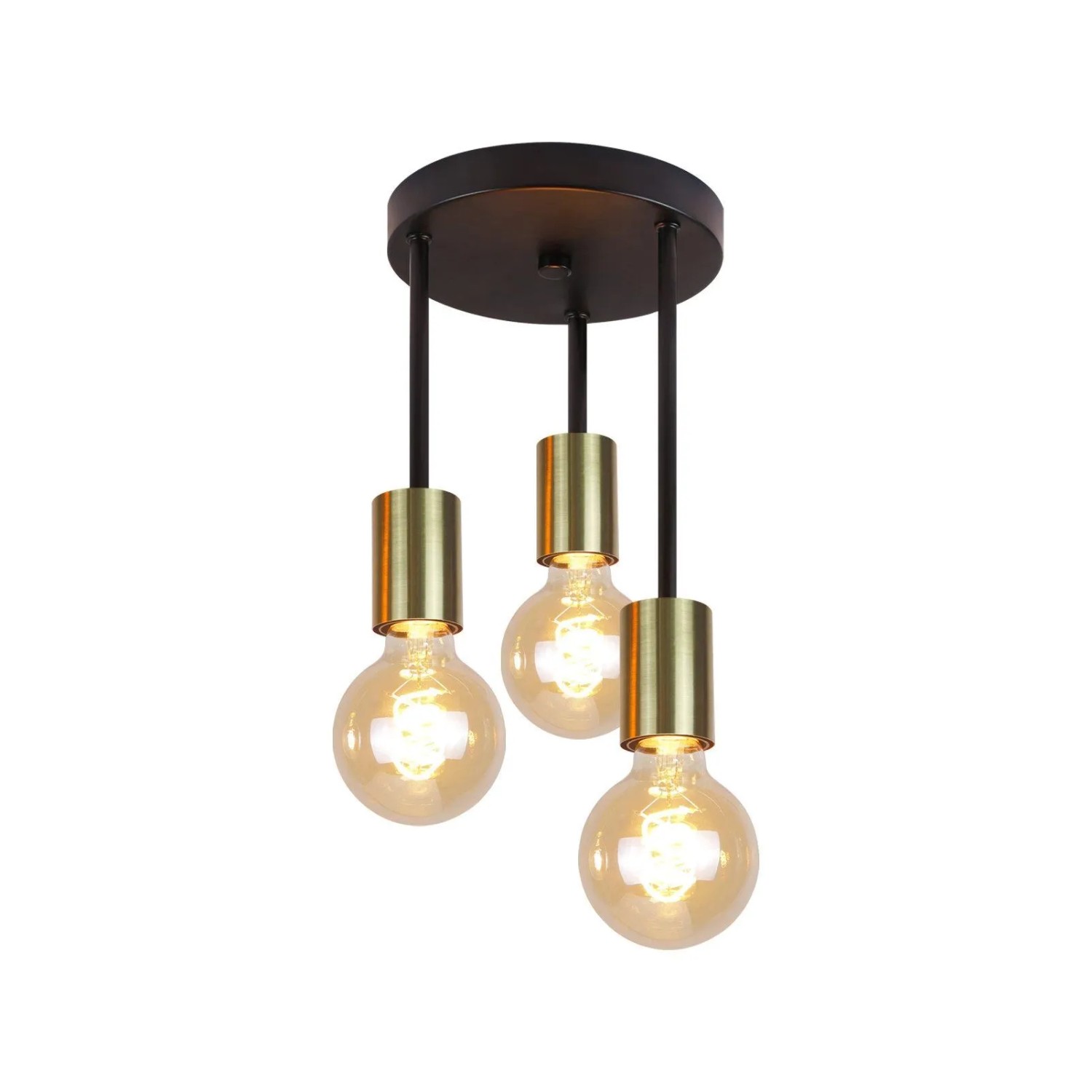 ZMH Deckenleuchte Vintage 3-flammig E27 Gold Deckenstrahler Hängend Kronleuchter