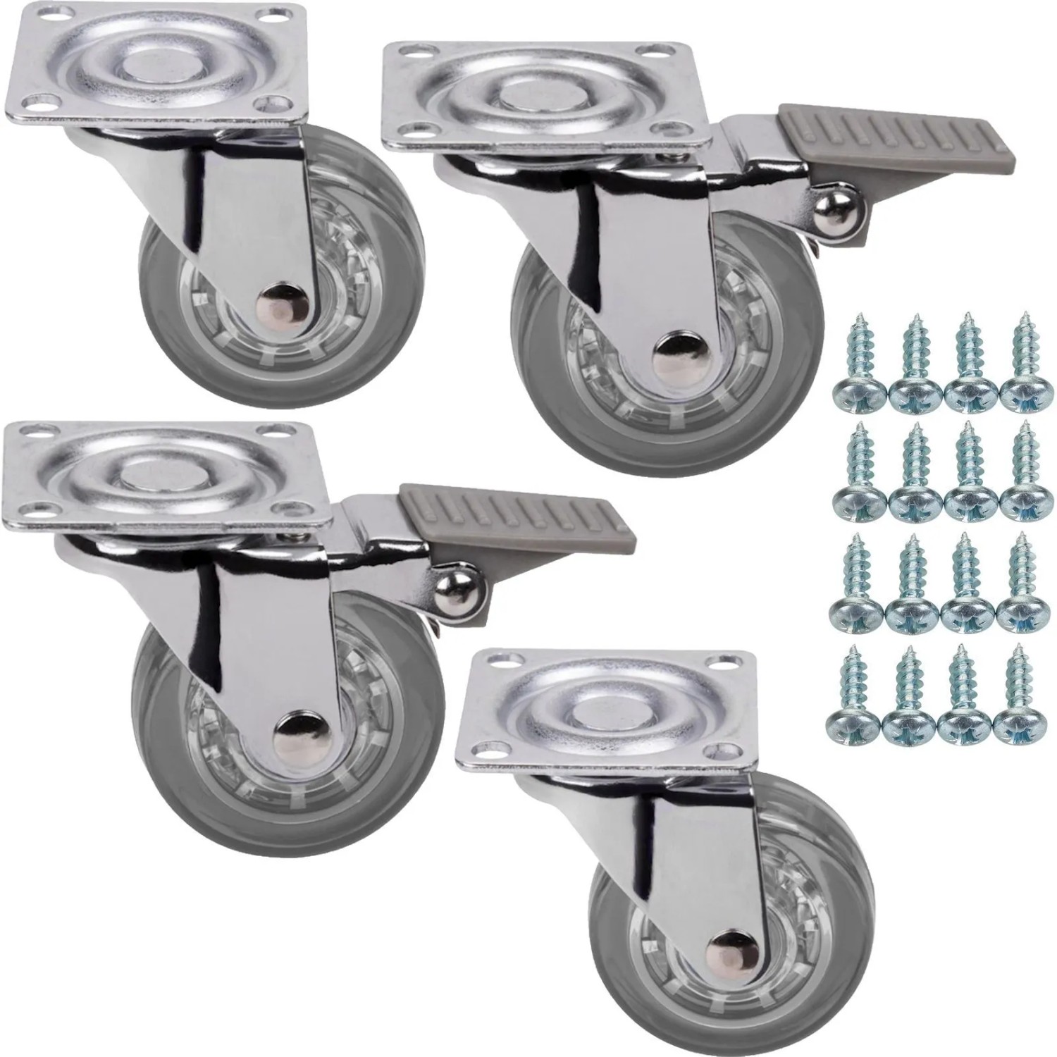 SOTECH Set 2 und 2 Möbelrolle ULM Ø50 mm Transparent inkl. Schraubenset