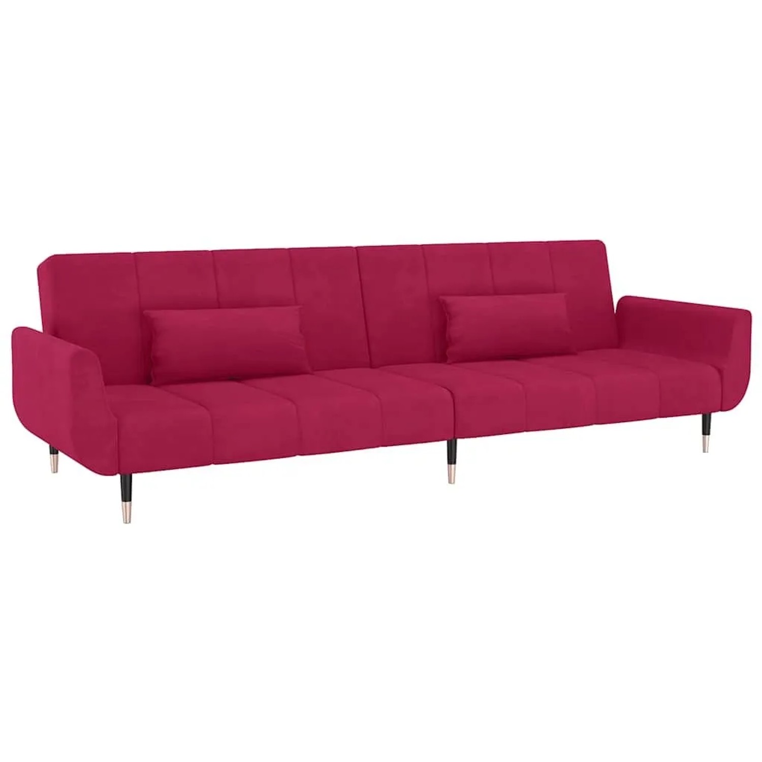 vidaXL Schlafsofa 2-Sitzer mit 2 Kissen Weinrot Samt 337587
