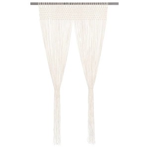 Cremefarbener Makramee Vorhang (140x240 cm) aus Baumwolle, geeignet als Fenstervorhang oder Raumteiler.