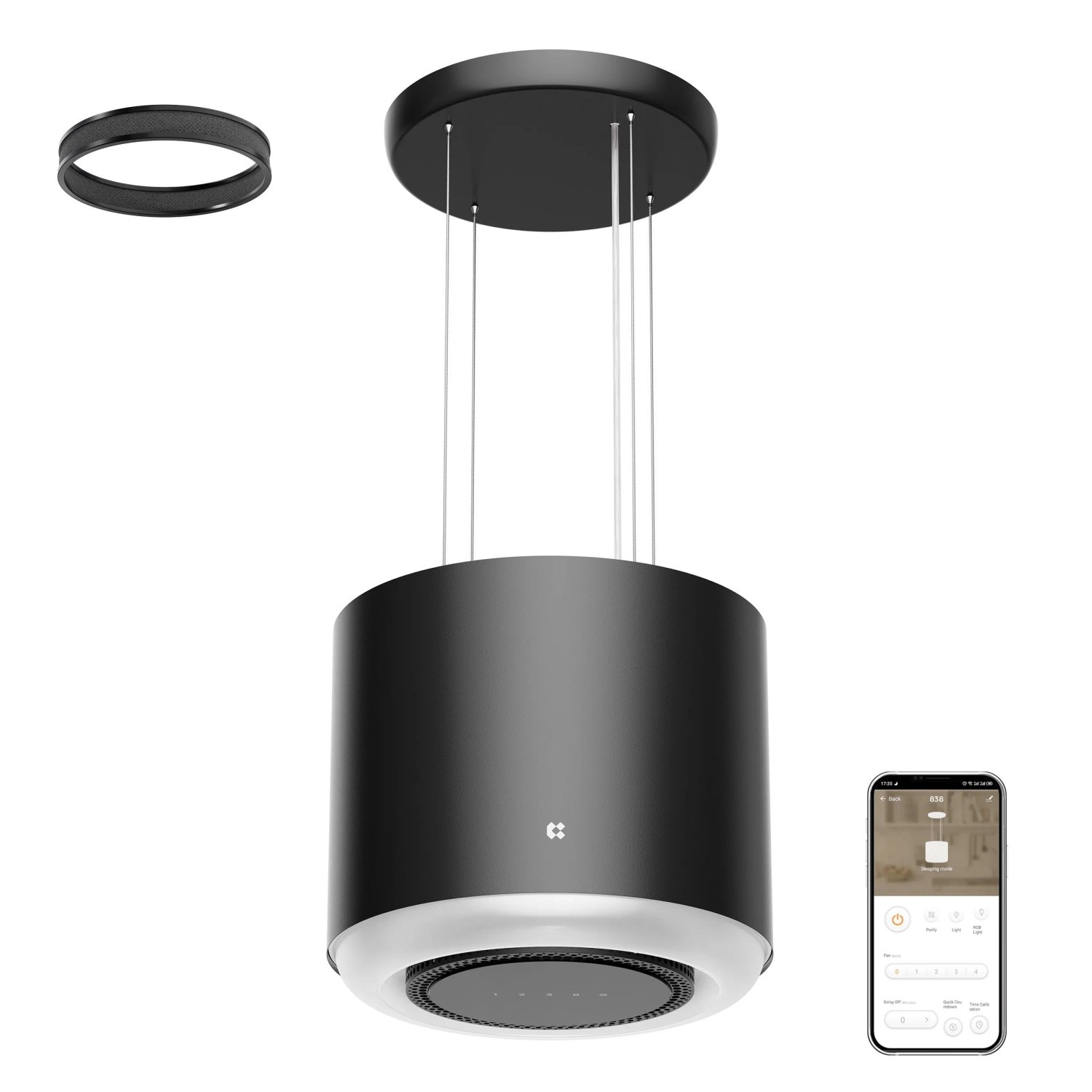 CIARRA Dunstabzugshaube A+ 565 m³/h WIFI APP & Touch-Bedienung Inselhaube VM4838B