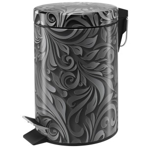 SANILO Kosmetikeimer Floral, Bad Mülleimer mit floralem Muster und Fußpedal.