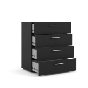 ebuy24 Petra Kommode, mattschwarz, mit 4 Schubladen. Ideal zur Aufbewahrung im Schlaf- oder Wohnbereich.