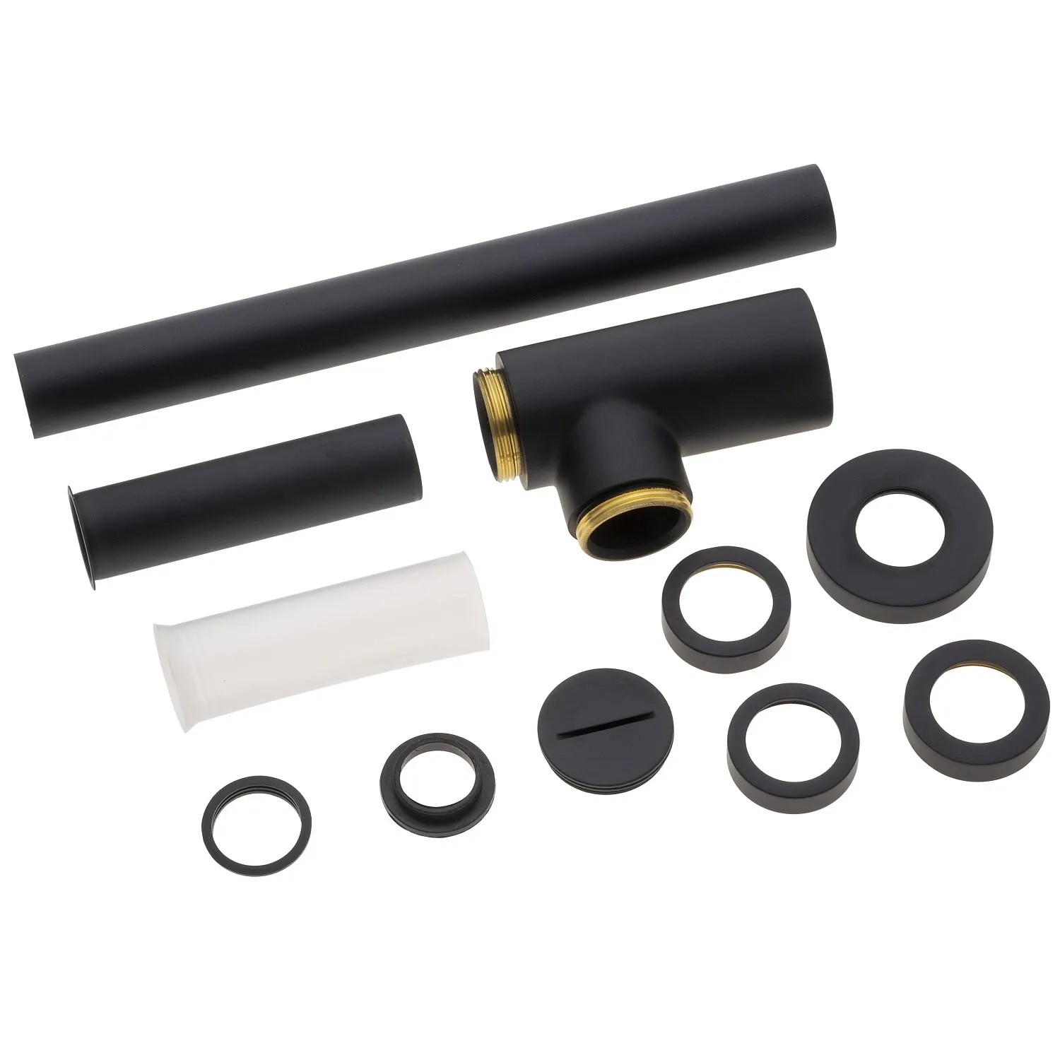 Kronenbach Design-Siphon Lima 2.0, rund, schwarz matt, mit Universalanschluss 1 1/4 Zoll.