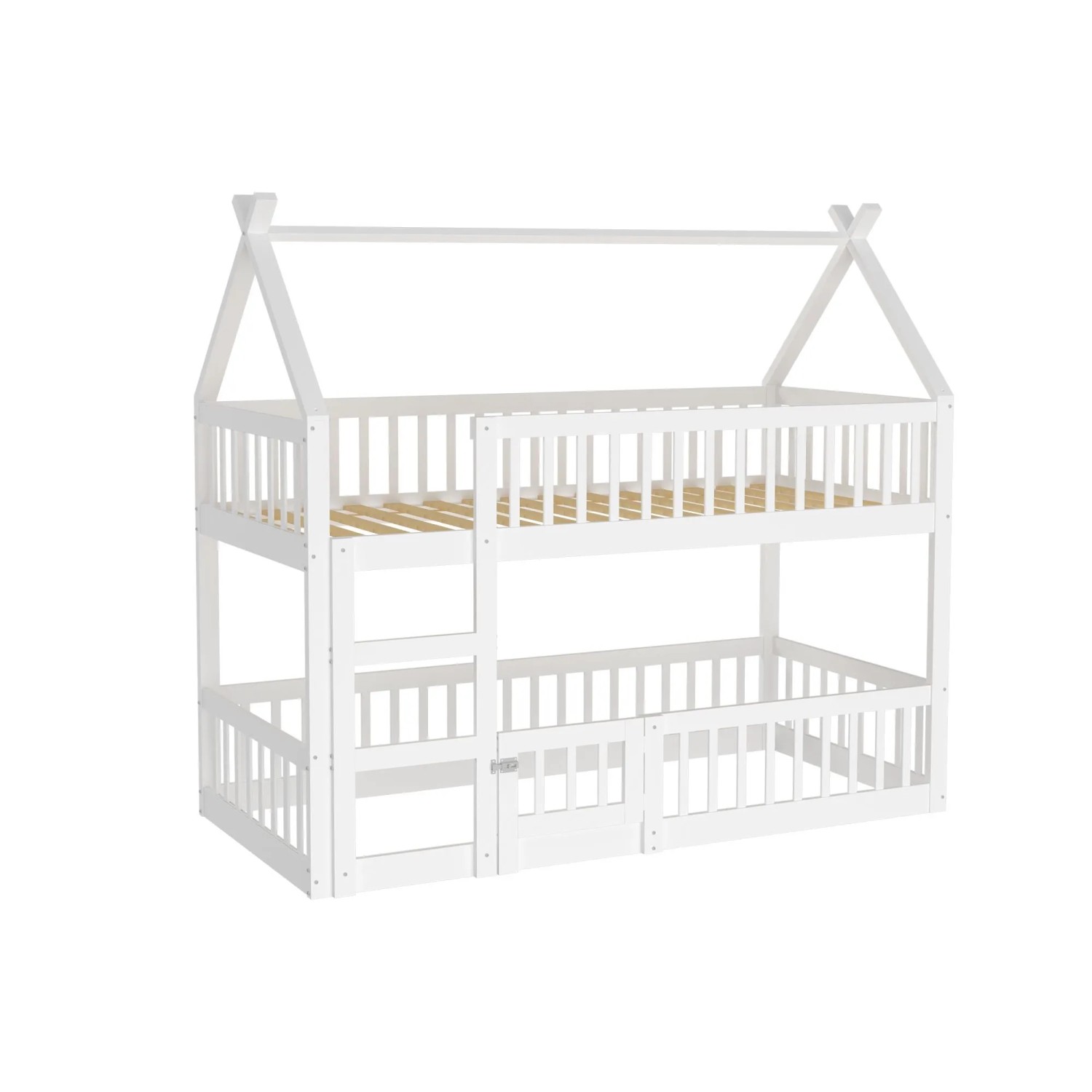 okwish Etagenbett 90x200cm mit Treppe Kinderzimmer Weiß ohne Matratze
