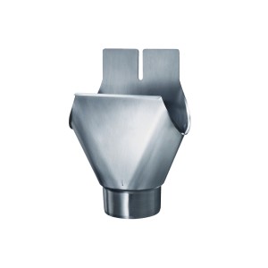 Rinneneinhangstutzen NW 250/80 aus Aluminium, zur Verbindung von Dachrinne und Fallrohr.