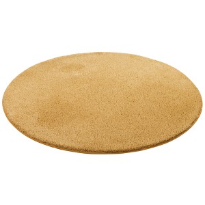 Runder, curryfarbener Snapstyle Hochflor Shaggy Teppich Palace, 100x100cm.