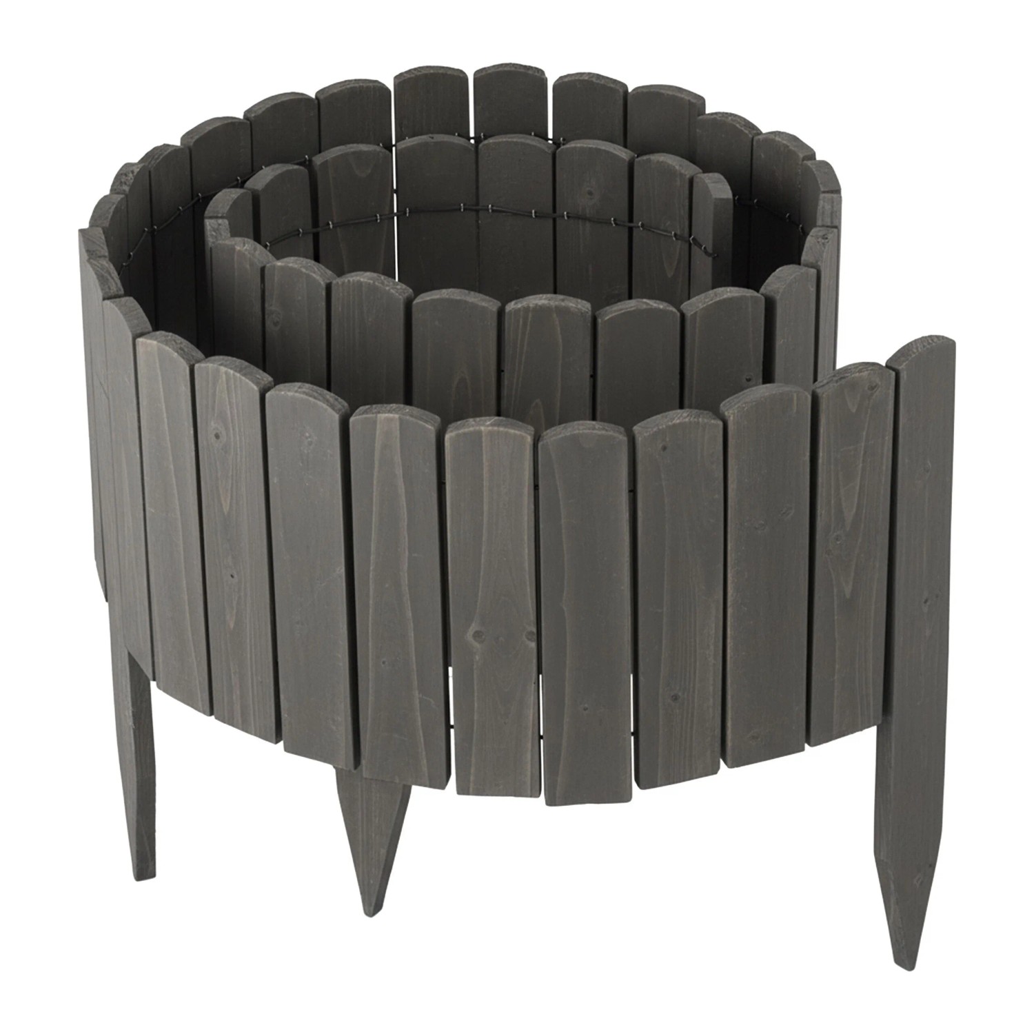 Relaxdays Beeteinfassung Tannenholz Dunkelgrau Flexibel 200 cm x 30 cm