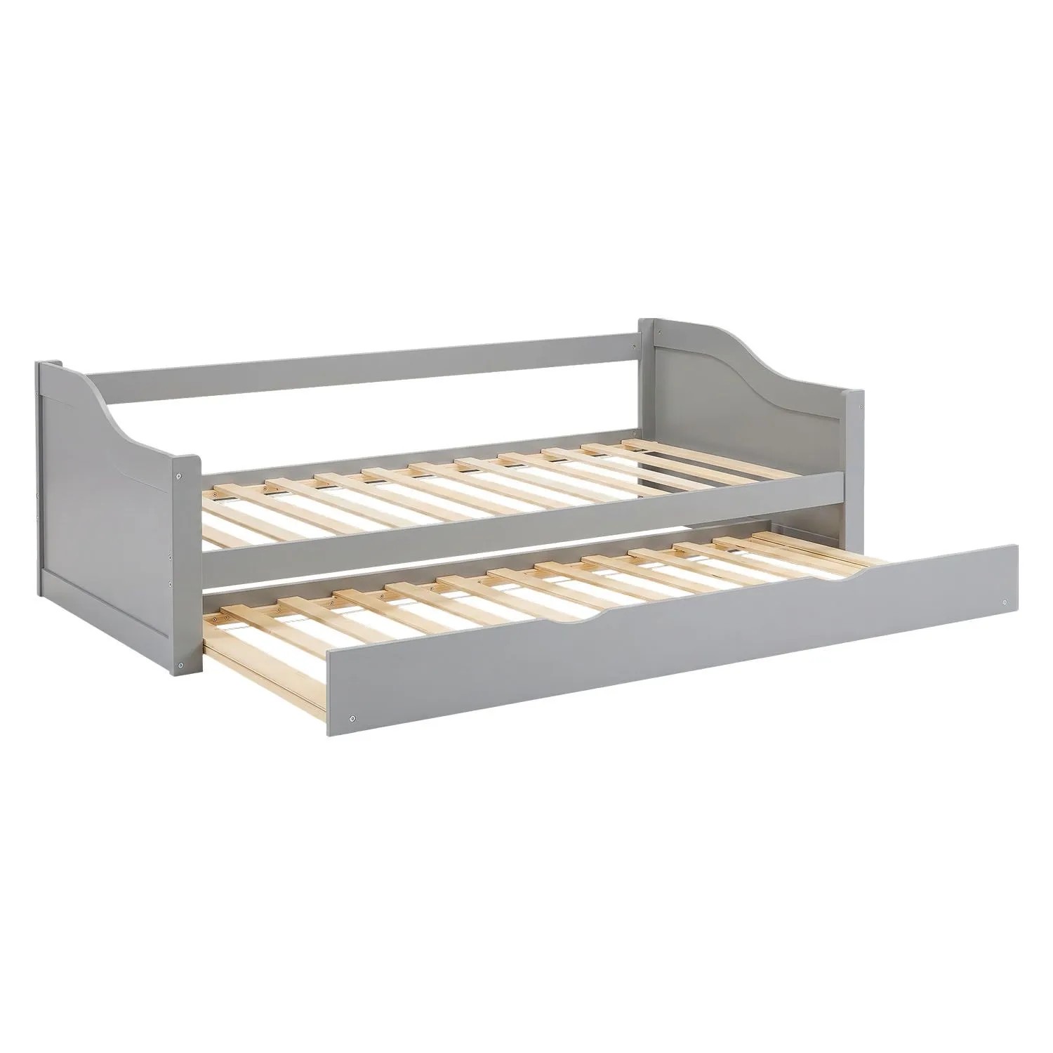 Homestyle4u Ausziehbett 90x200 mit / ohne Matratze Holz Gästebett Ausziehfunktion Doppelbett (Set mit 2x Lattenrost), 1x 90x200, 1x90x190, 2 Personen/Kinder, Stauraumbett, ausziehbar