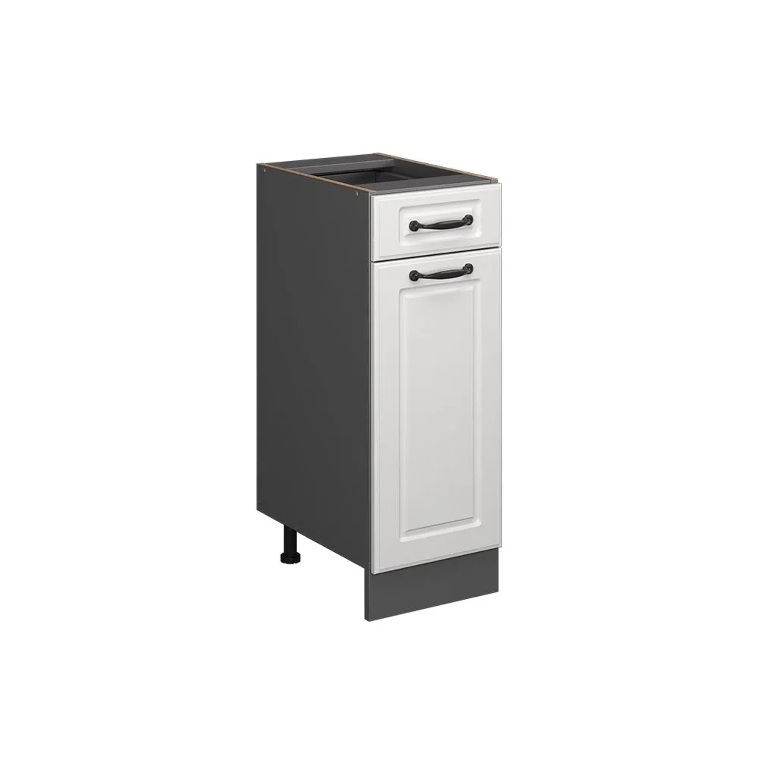 Vicco Küchenunterschrank R-Line Weiß Landhaus Anthrazit 30 cm ohne Arbeitsplatte