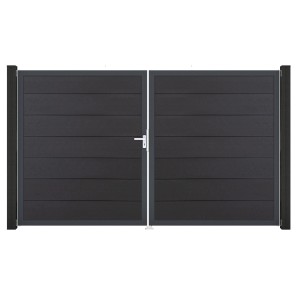 GroJa Steckzaun Tor Grande, 2-flügelig, DIN links, anthrazitgrau. Gartentor für Sichtschutzzaun.